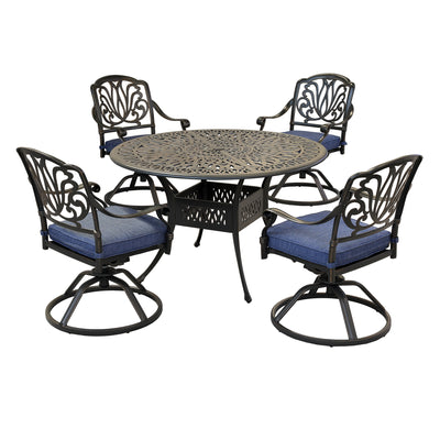 Round 4 - Person 48.03" Long Aluminum Dining Set with Cushions