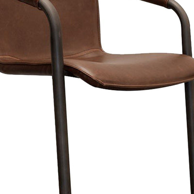 27 Inch Cantilever Counter Stool Chair, Set of 2, Brown Vegan Faux Leather