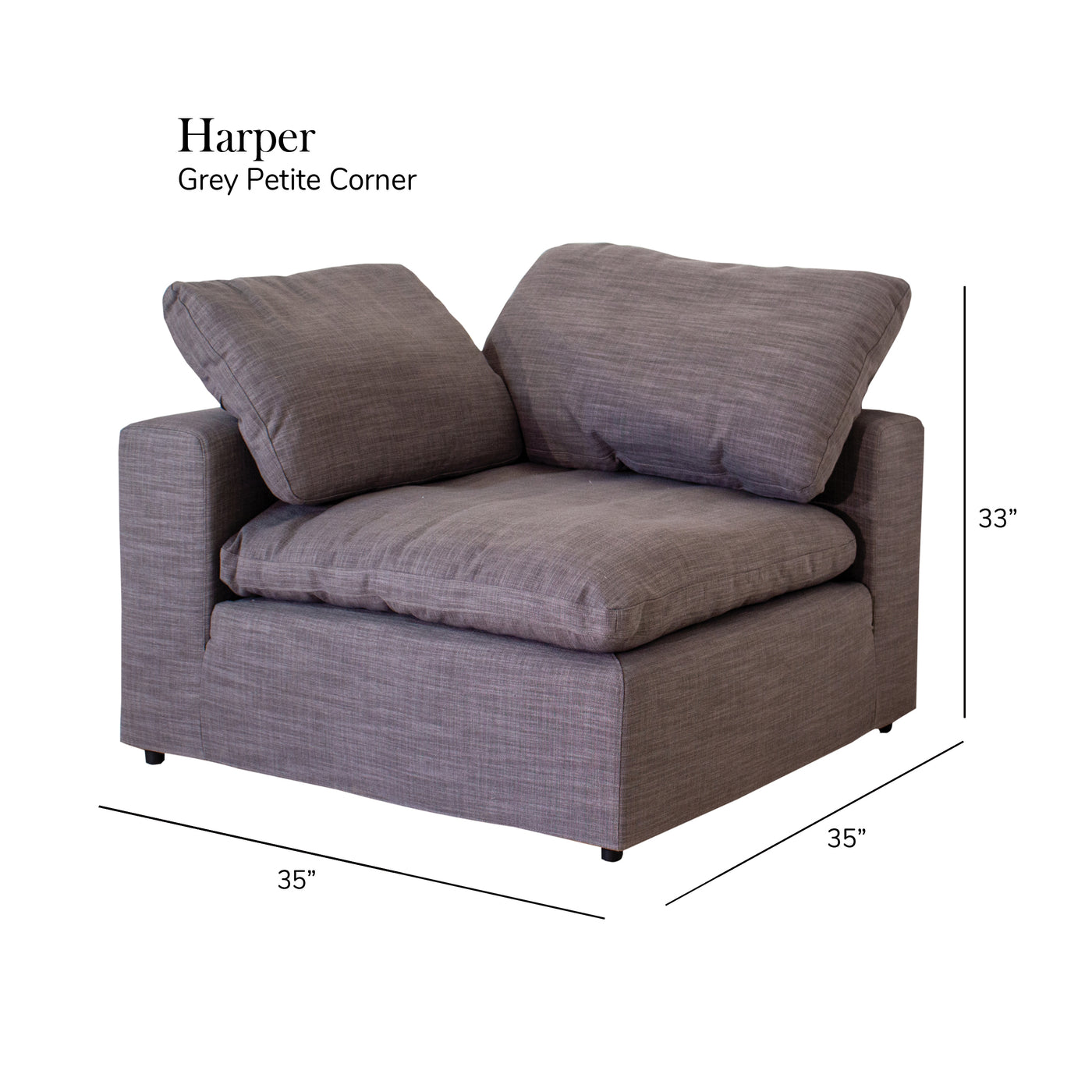 Harper Petite Grey Sectional - 5 Seat Configuration