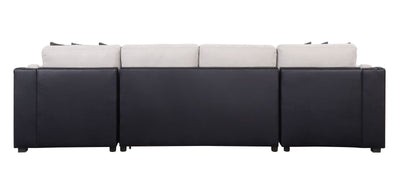 ACME Merill Sectional Sofa w/Sleeper , Beige Fabric & Black PU 56015