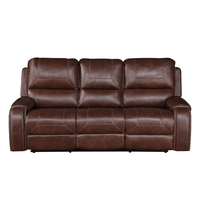 Keily - 3 Piece Manual Reclining Living Room Set In Faux Leather - Dark Brown