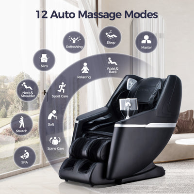 BOSSCARE 3D SL Zero Gravity Massage Full Body Chair with APP Control Shiatsu Recline Black