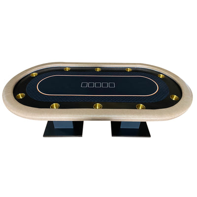 INO Design 96" Casino Texas Holdem Poker Table with Dimmable LED Speed Cloth, Black