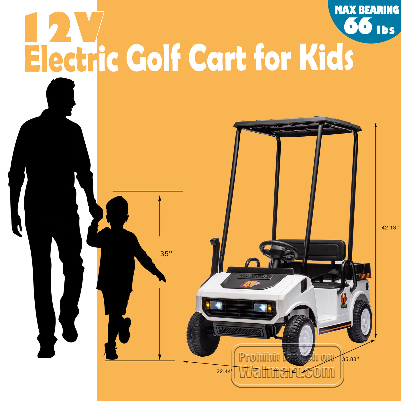 White,12V,Ride On Toy for Kids Ages 3+,12V4.5AH, Golf Maintenance Cart with Roof, Outdoor/Off road/Electric Car, Wide Big Seat, with 2.4G Remote Control, Ceiling, High/Low Speed, Gift for Boys Girls