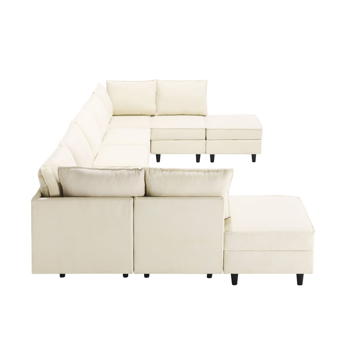 Oversized Modular Sectional Sofa ,9 Seater Sofa with Storage Seat for Living Room, Beige