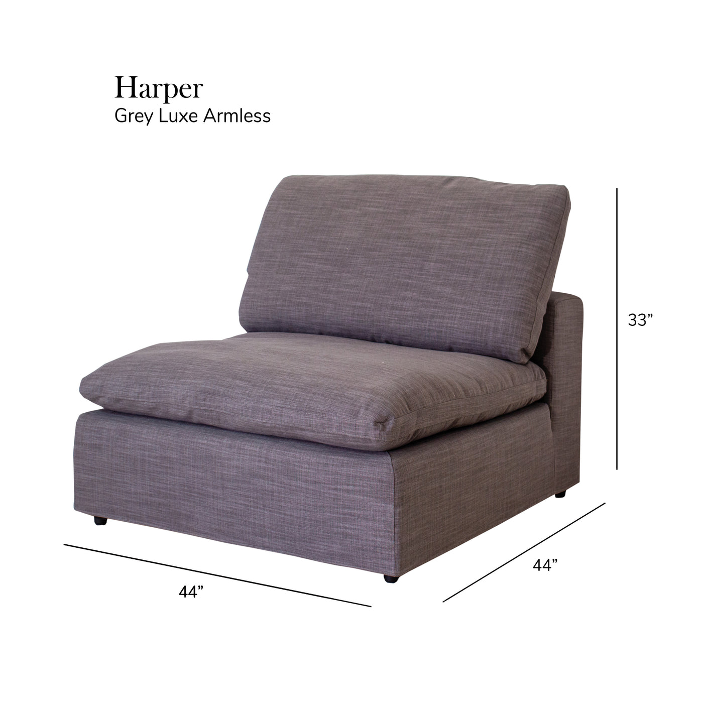 Harper Luxe Grey Sectional - 4 seat Configuration