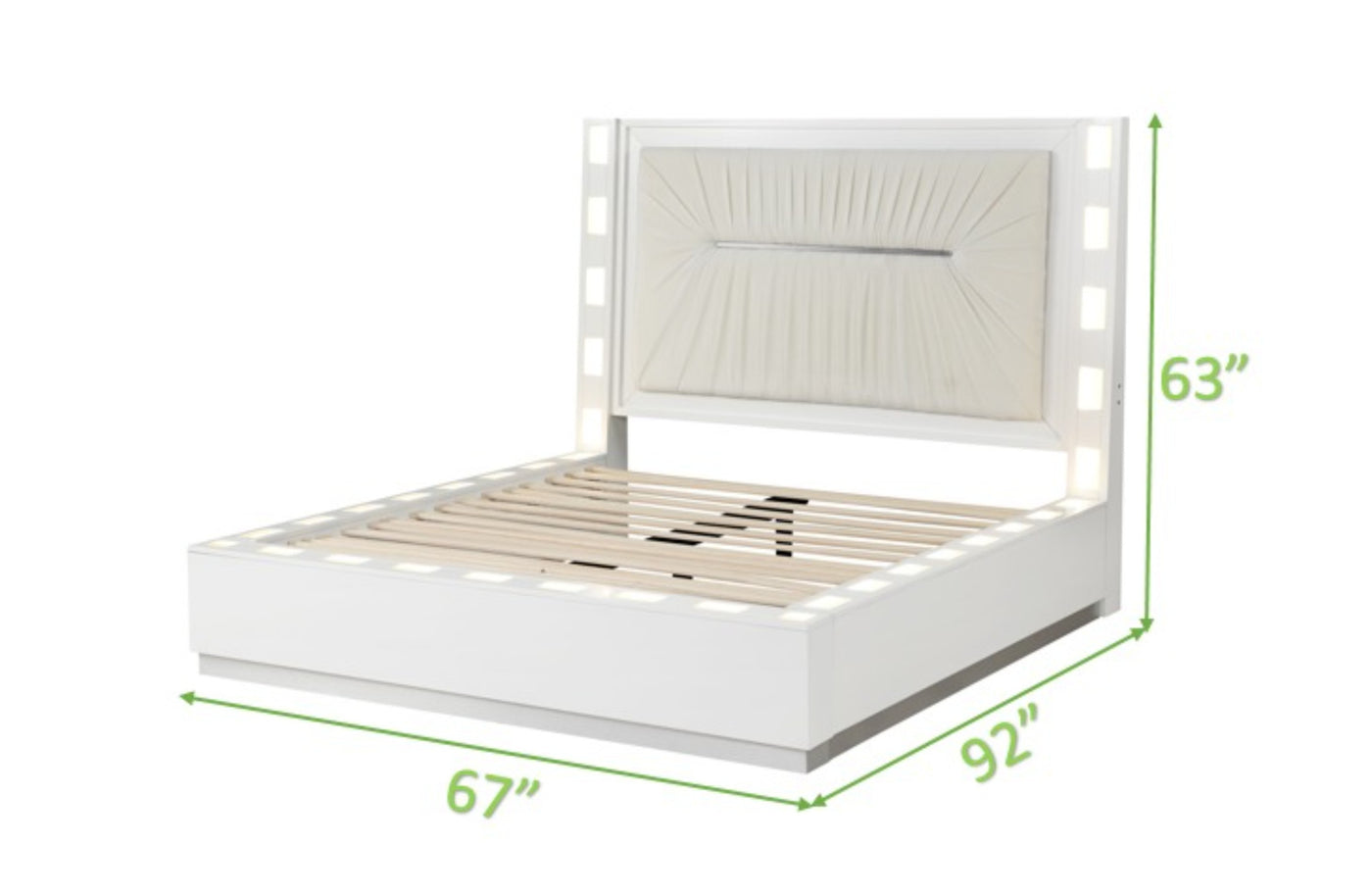 Coco Queen 5 Pc Vanity LED Bedroom Set Made With Wood in Milky White