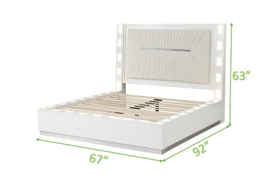 Coco Queen 4 Pc Vanity LED Bedroom Set Made with Wood in Milky White