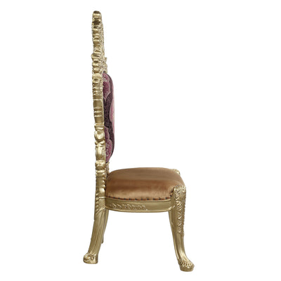 ACME Bernadette SIDE CHAIR (SET-2) Pattern Fabric & Gold Finish DN01471