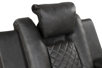 Benz LED & Power Recliner 2 PC Made With Faux Leather in Gray