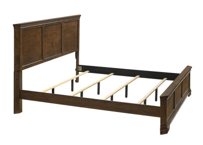 Maderne Traditional Wood Panel Bed with Dresser, Mirror, Two Nightstands, King size