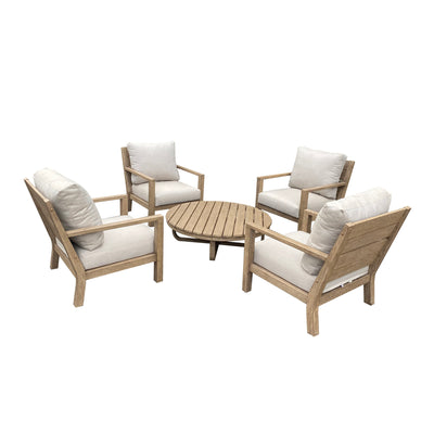 5 Piece Acacia Wood Outdoor Seating Set