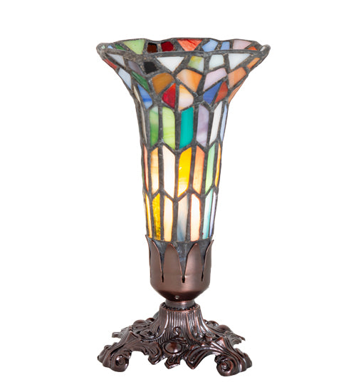 Meyda 8" High Stained Glass Pond Lily Victorian Accent Lamp - 10225