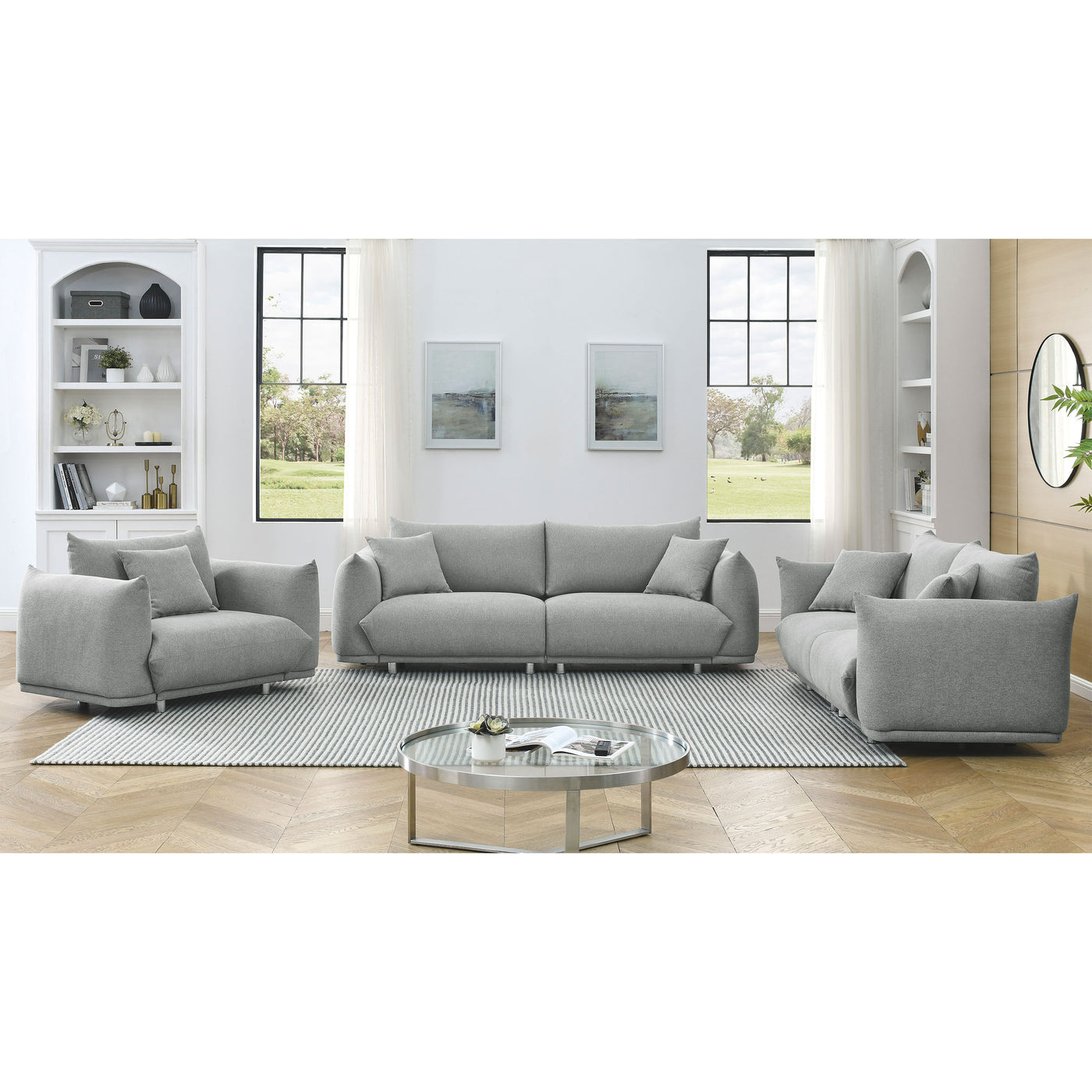 3-seater + 2-seater + 1-seater combination sofa Modern Couch for Living Room Sofa,Solid Wood Frame and Stable Metal Legs, 5 Pillows, Sofa Furniture for Apartment