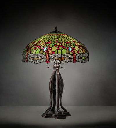 Meyda Lighting 30" High Tiffany Hanginghead Dragonfly Table Lamp - 109607