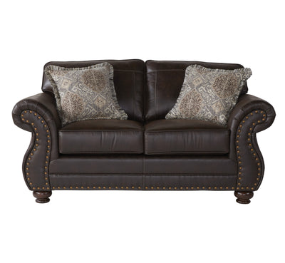 Leinster Faux Leather Upholstered Nailhead Sofa, Loveseat, and Chair Set