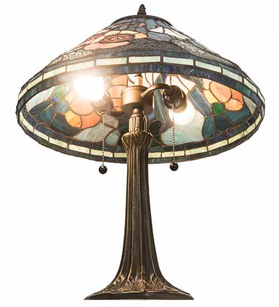 Meyda 21.5"H Tiffany Poppy Cone Table Lamp - 119554