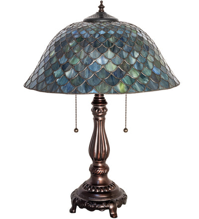 Meyda Lighting 22" High Tiffany Fishscale Table Lamp- 132148
