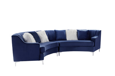 Navy Blue Velvet Curved Sofa