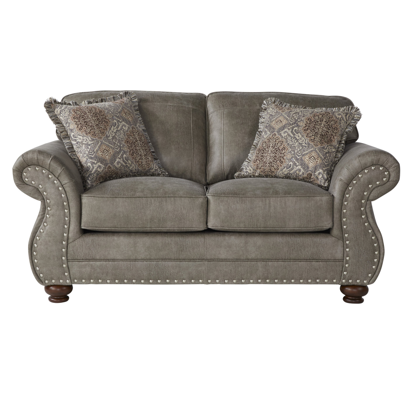 Leinster Faux Leather Upholstered Nailhead Sofa, Loveseat, and Chair Set