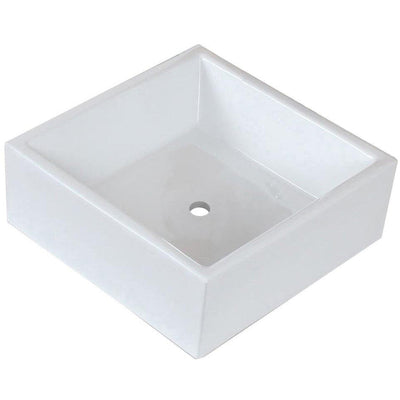 American Imaginations AI-30130 15" Square Enamel Glaze White Ceramic Transitional