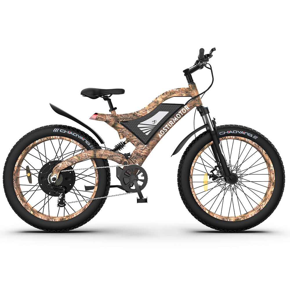 AOSTIRMOTOR S18-1500W 26" 1500W Electric Bike Fat Tire 48V 15AH Removable Lithium Battery Mountain Bicycle Shimanos Bicycle Full Suspension MTB Bikes for Adults