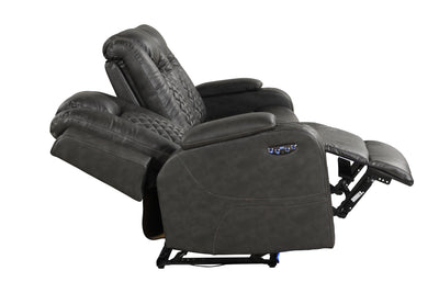 Benz LED & Power Recliner 3 PC Made With Faux Leather in Gray