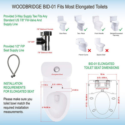 WoodBridge BID01 White Advanced Bidet Smart Toilet Seat