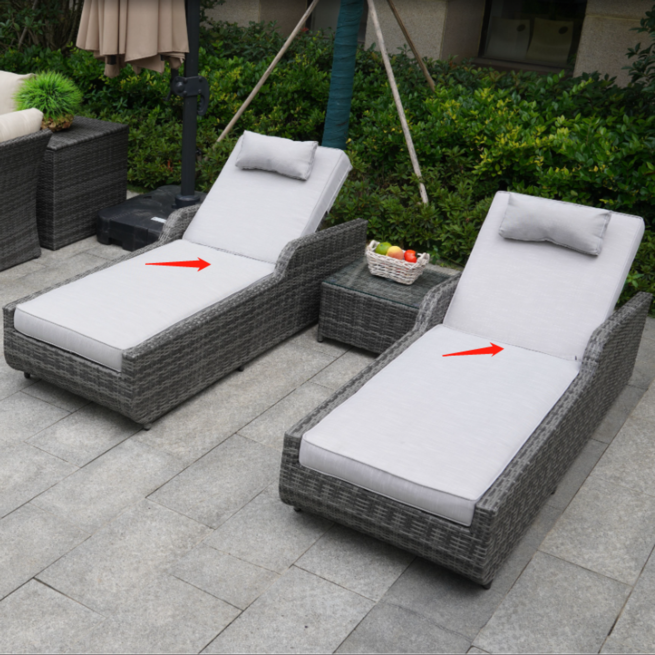 Direct Wicker Gray Cushions for Outdoor Chaise Lounge PAL-1127B | Direct Wicker