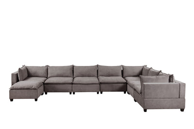 Madison 194" Light Gray Fabric 8 Piece Modular Sectional Sofa Chaise