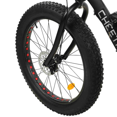 Ecotric Cheetah 26 Fat Tire Beach Snow Electric Bike-Matt Black