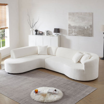 Modular Sectional Sofa with Left Chaises L-Shaped Corner Comfy Upholstered Couch Living Room Furniture Sets.WHITE