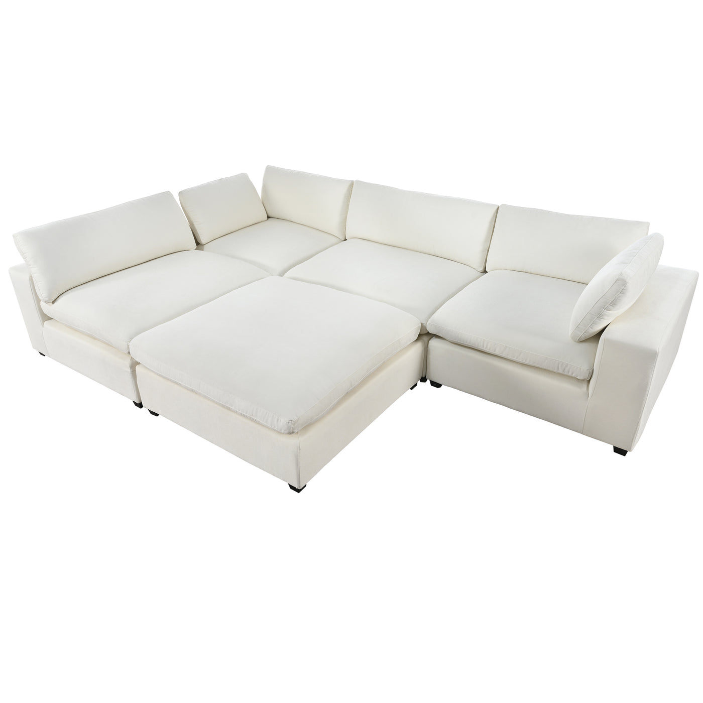 U-style Upholstered Oversize Modular Sofa with Removable Ottoman,Sectional sofa for Living Room Apartment(5-Seater)