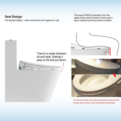 WoodBridge BID02 White Elongated Smart Bidet Toilet Seat, Electronic Advanced Self Cleaning, SoftClose Lid, Automatic Deodorization