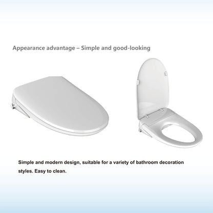 WoodBridge BID02 White Elongated Smart Bidet Toilet Seat, Electronic Advanced Self Cleaning, SoftClose Lid, Automatic Deodorization