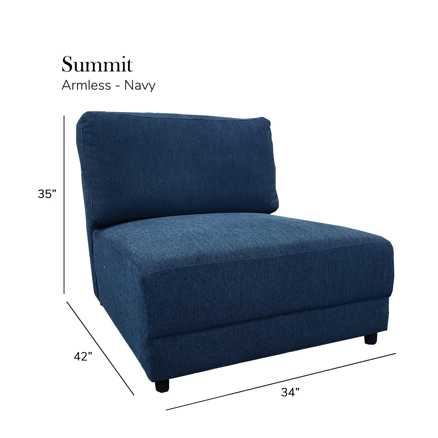 Summit Navy Modular Sectional - 7 Seat Configuration