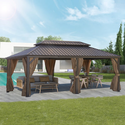 12*20FT  patic gazebo,alu gazebo with steel canopy,Outdoor Permanent Hardtop Gazebo Canopy for Patio, Garden, Backyard