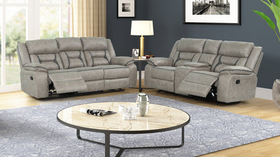 Denali Faux Leather Upholstered 2 Pc Sofa Set Made With Wood Finished in Gray