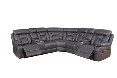 Faux Leather Reclining Sofa Grey