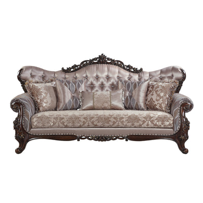 ACME Benbek Sofa w/5 Pillows in Fabric & Antique Oak Finish LV00809