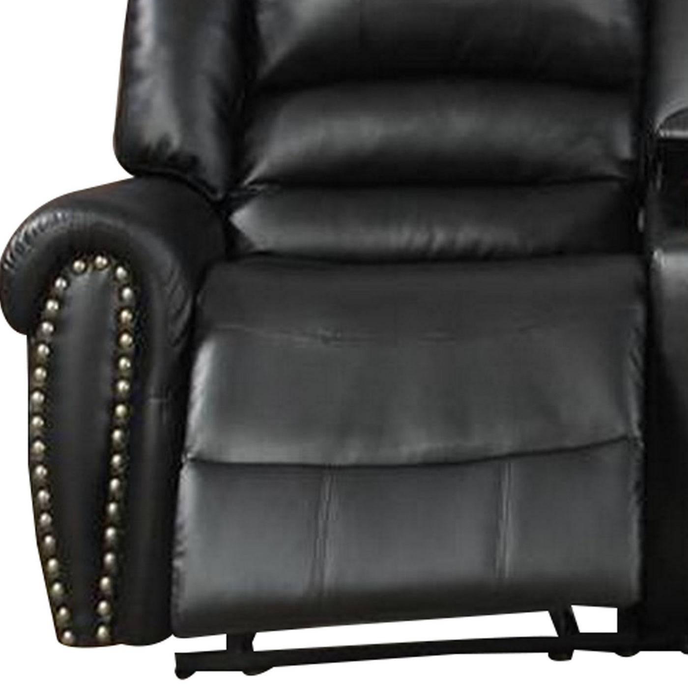 Zib Power Reclining Sectional Sofa Set, USB Port, Bonded Leather, Jet Black