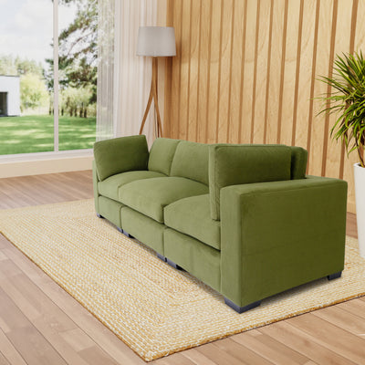 Forest Green Sofa for Living Room, Modern 3-Seater Sofas Couches for Bedroom, Office, and Apartment with Solid Wood Frame (Polyester)