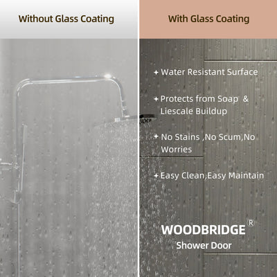 WOODBRIDGE Frameless Shower Doors 56-60" Width x 76"Height with 5/16"(8mm)Clear Tempered Glass, 2 Ways Opening & Double Sliding in Polished Chrome Finish