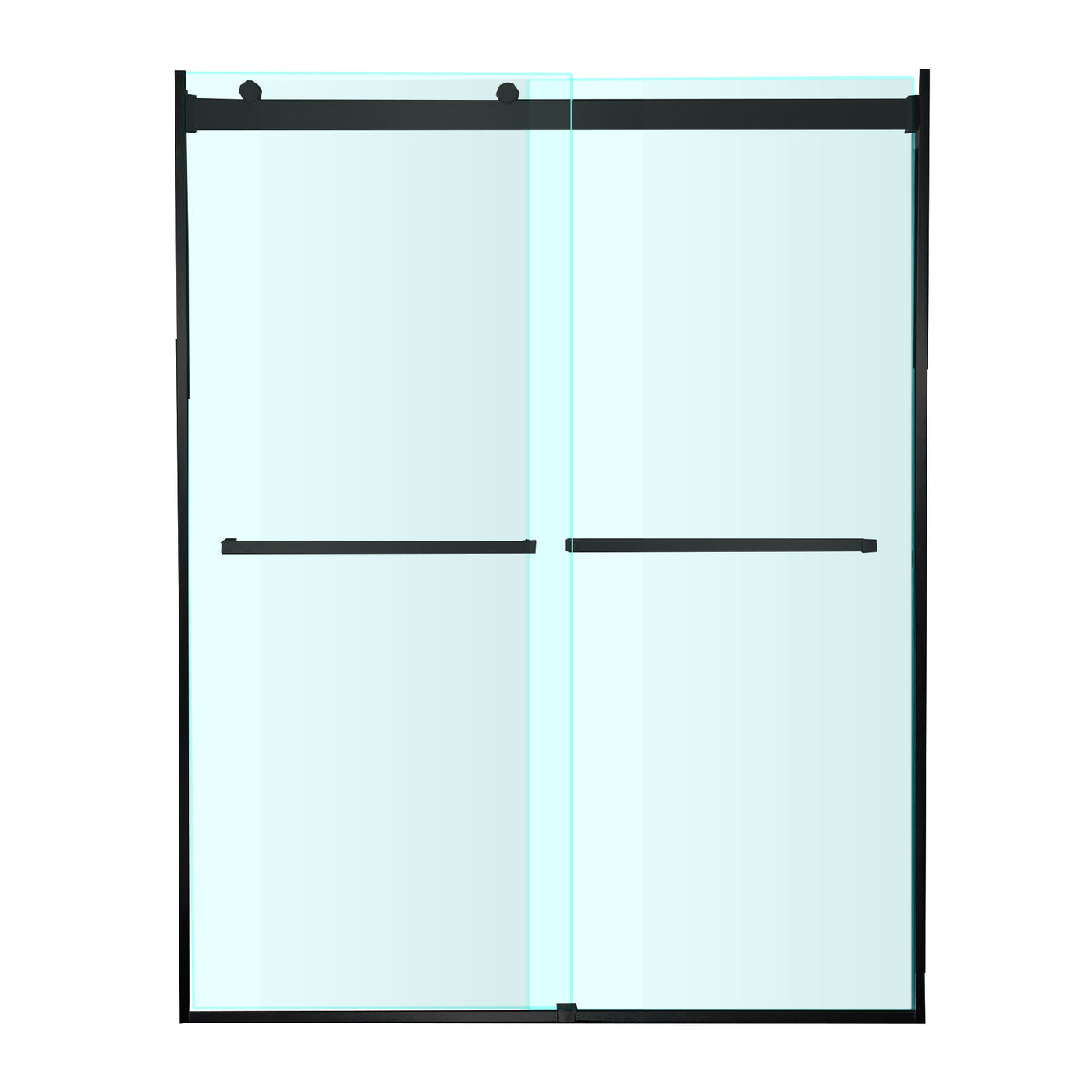 WOODBRIDGE Frameless Bathtub Shower Doors 46-48" Width x 76"Height with 5/16"(8mm) Clear Tempered Glass, 2 Ways Opening & Double Sliding in Matte Black Finish,ASD4876-MBL