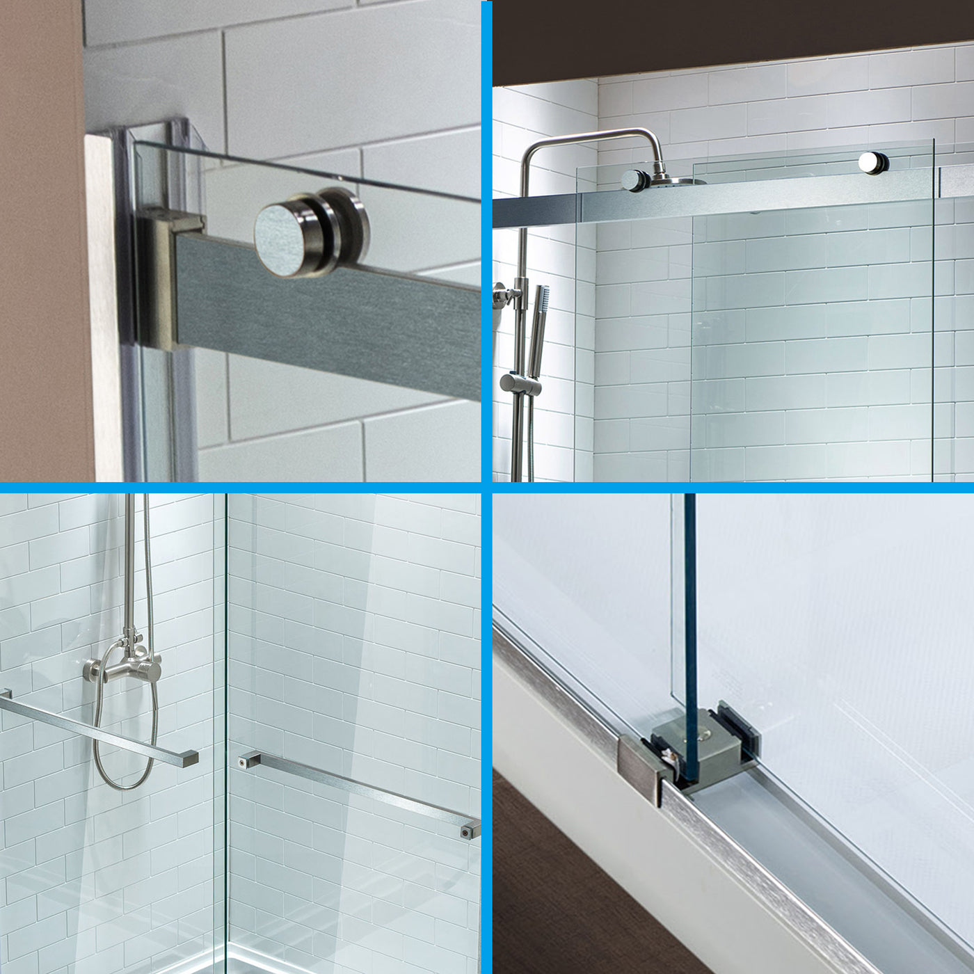 WOODBRIDGE Frameless Bathtub Shower Doors 46-48" Width x76"Height with 5/16"(8mm) Clear Tempered Glass, 2 Ways Opening & Double Sliding in Brushed Nickel Finish,ASD4876-B