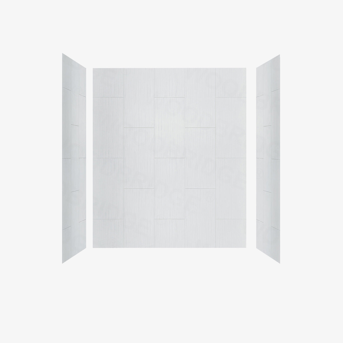 WOODBRIDGE Solid Surface 60" W x 75" H Tile Tub and Shower Wall Panel Surround, Quick Install, Cuttable, Stacked Block in a Staggered Vertical Pattern. Matte White Finish