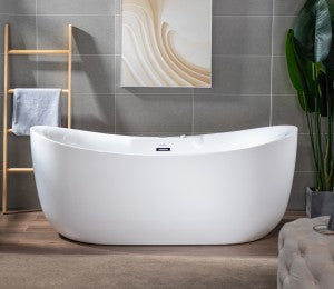 WOODBRIDGE 67" Heavy Duty Acrylic Slipper Clawfoot Bath Tub with Chrome Feet + Chrome Drain &Overflow