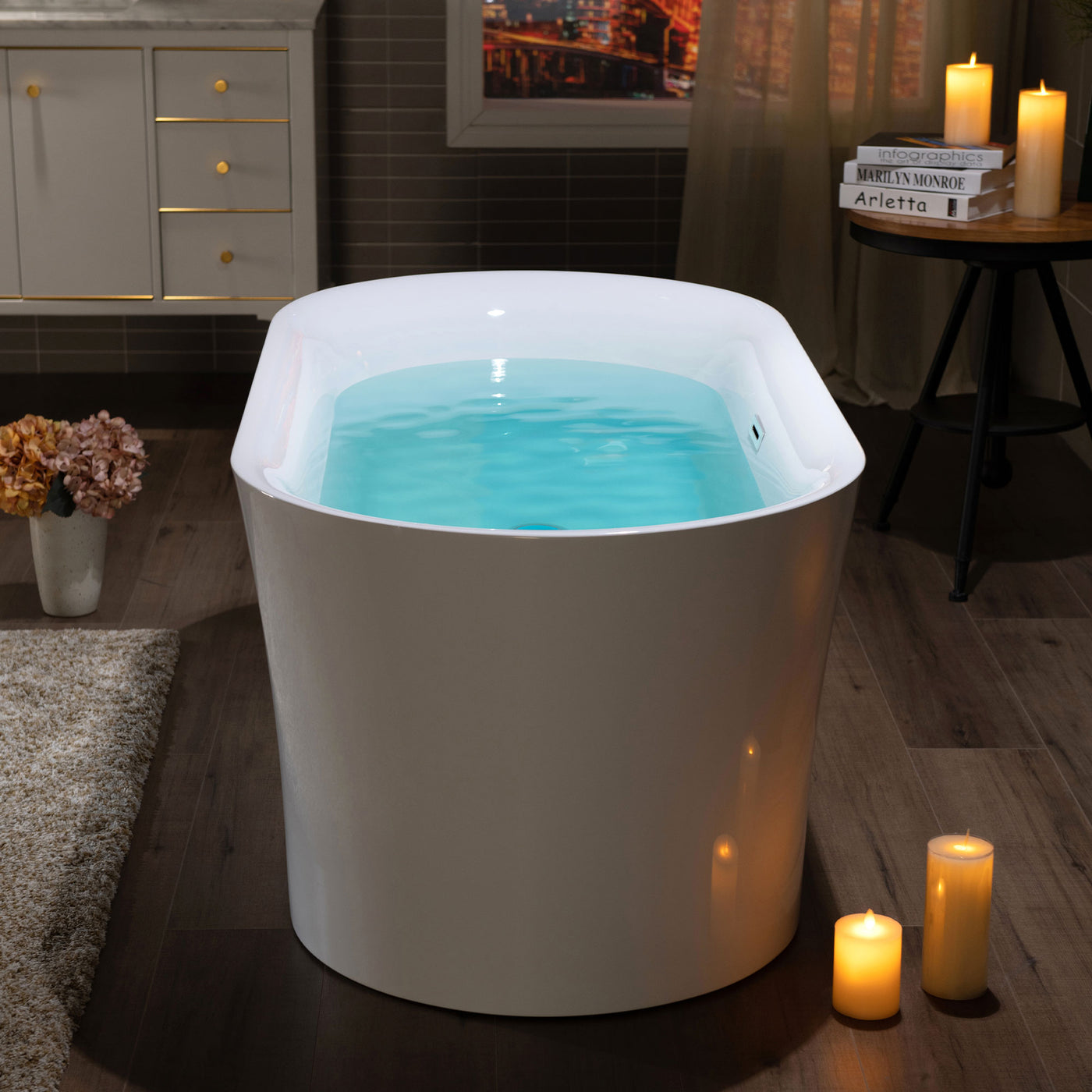 WOODBRIDGE 59" Acrylic Freestanding Bathtub Contemporary Soaking Tub with Chrome Overflow and Drain,White Tub,B0058-CH