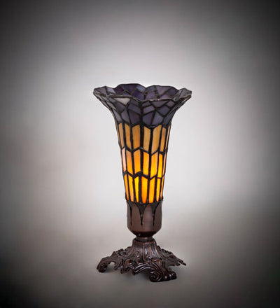 Meyda 8" High Stained Glass Pond Lily Victorian Accent Lamp - 20233