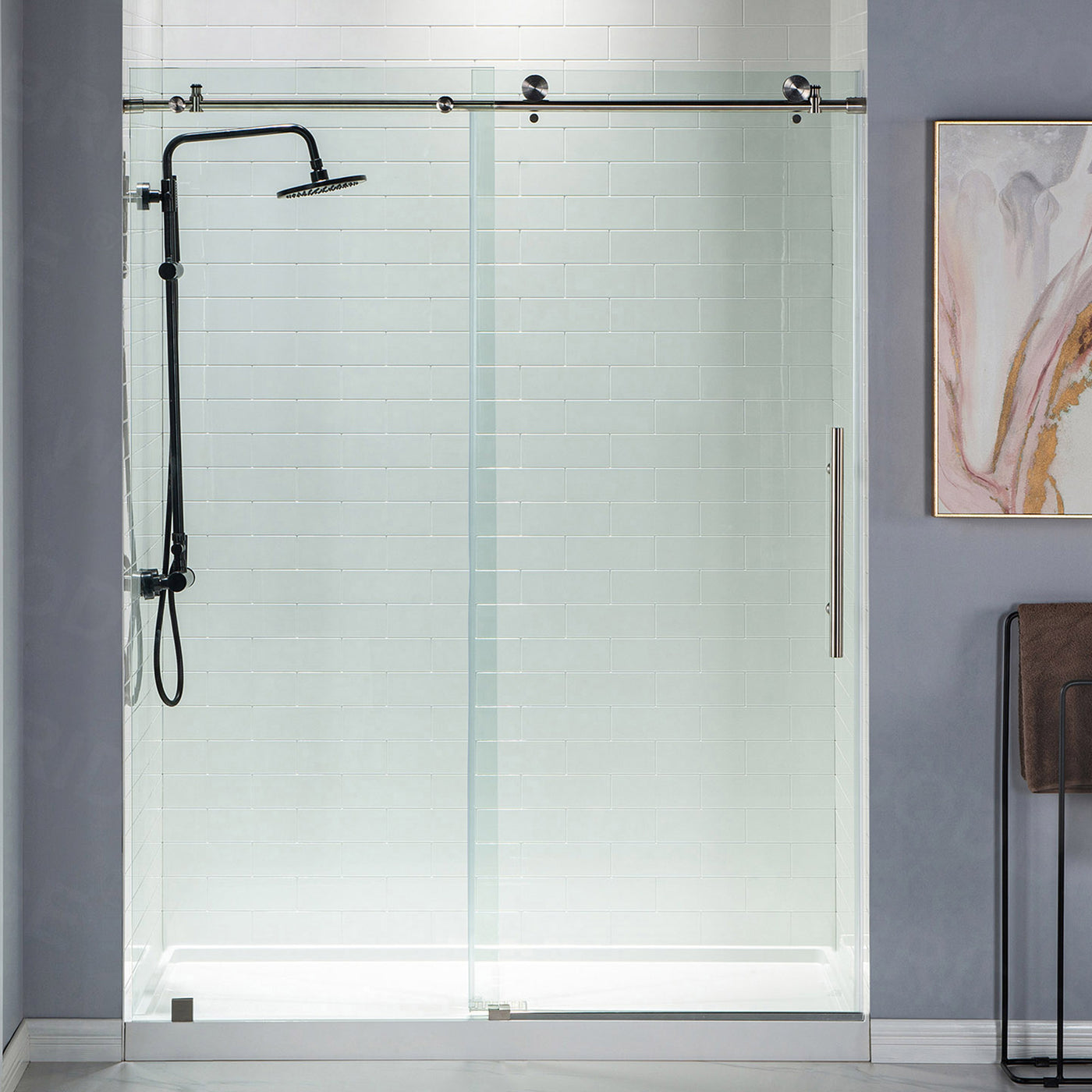 WOODBRIDGE MBSDC4876-B Frameless Shower Doors 44-48" Width x 76"Height with 3/8"(10mm) Clear Tempered Glass in Brushed Nickel Finish